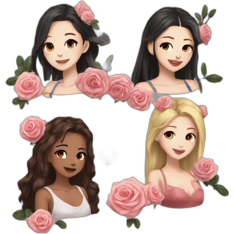 Roses, Lalise, Jenie et Jisoo emoji