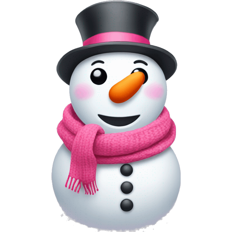 Snowman, wearing a pink hat and scarf, and red lips emoji