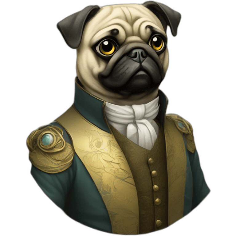 A cyberpunk pug in Art Nouveau style during 1910 emoji