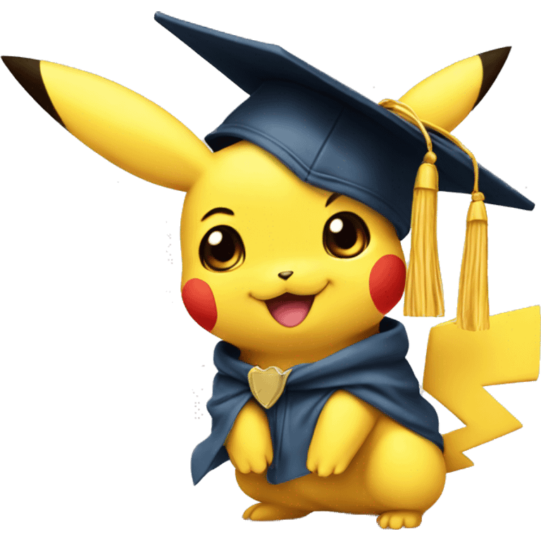 baby pikachu wearing graduation cap emoji