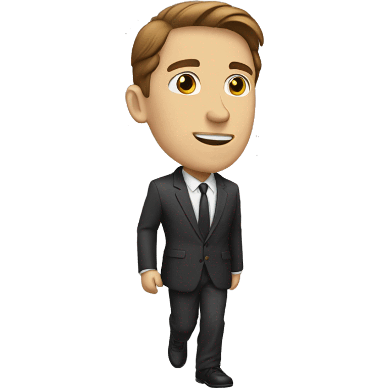 White man brown hair walking in suit facing right emoji