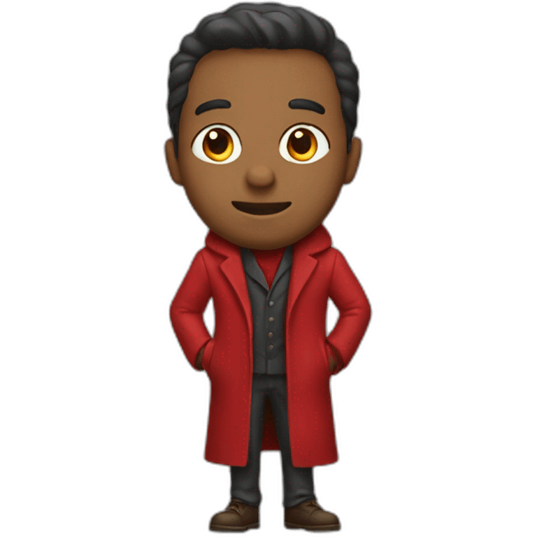 man in red long open coat emoji