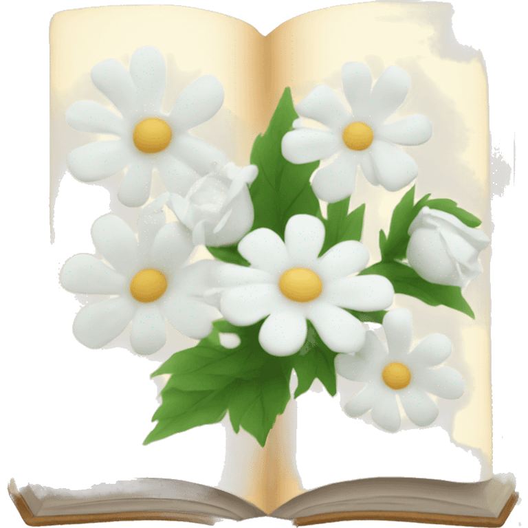 book with white flowers emoji