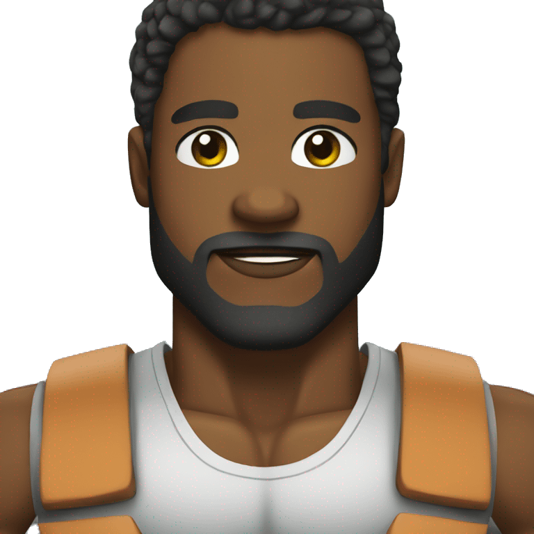 African American Guy with muscles and beard emoji