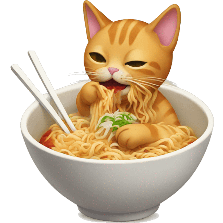 Cat eating ramen emoji