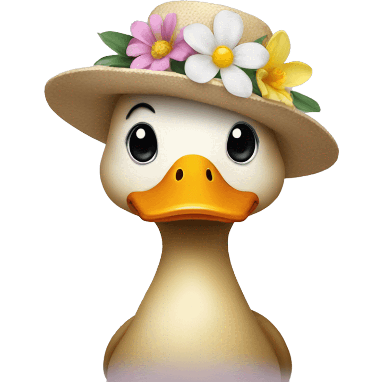 Duck with flower hat emoji