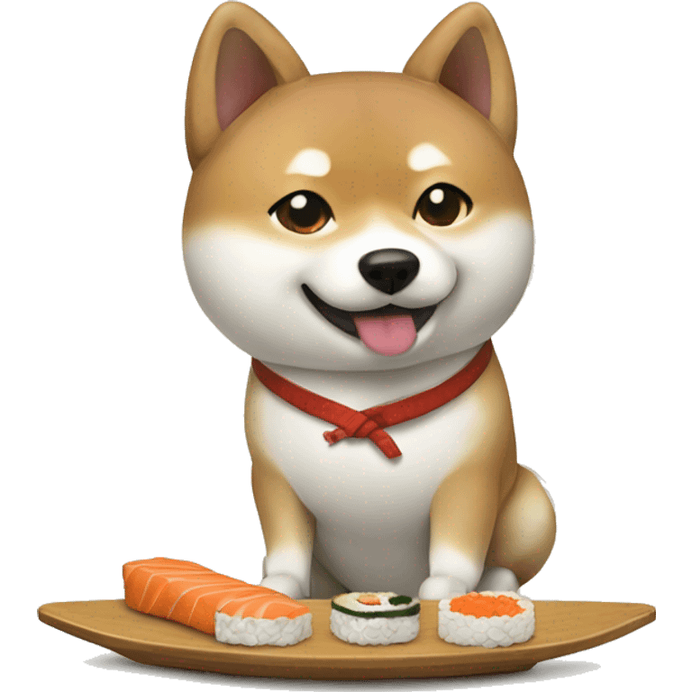 Shiba Inu dog eating sushi  emoji