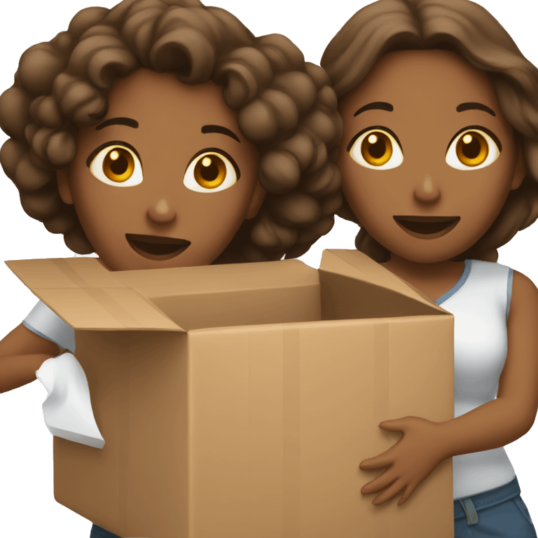 two women holding boxes emoji