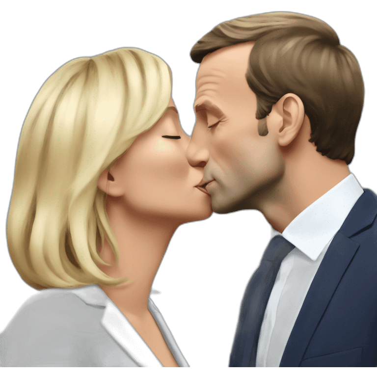 emmanuel macron kissing marine lepen emoji