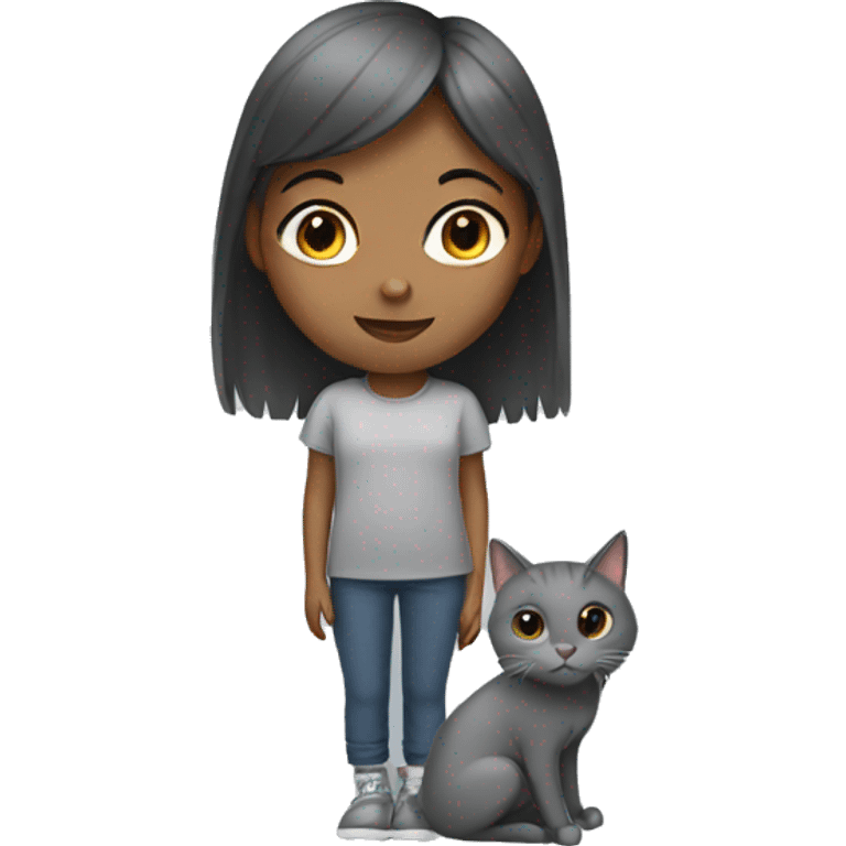 Girl with grey cat emoji