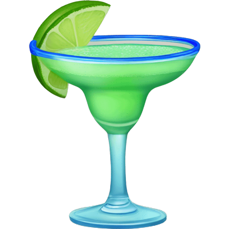 A Lime margarita with blue rimmed glass emoji