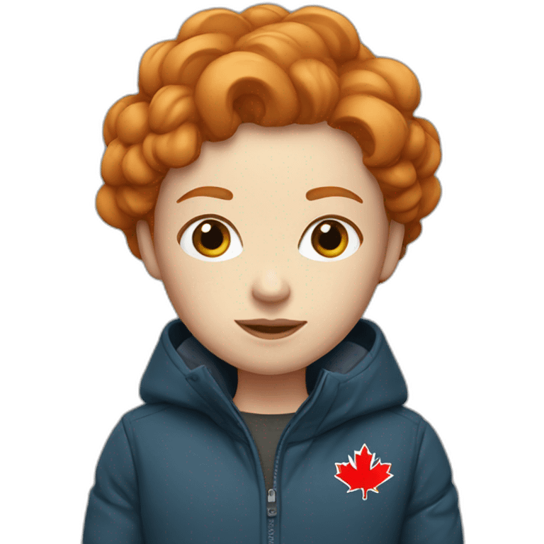 Ginger women with blue eyes and a Canadian jacket emoji