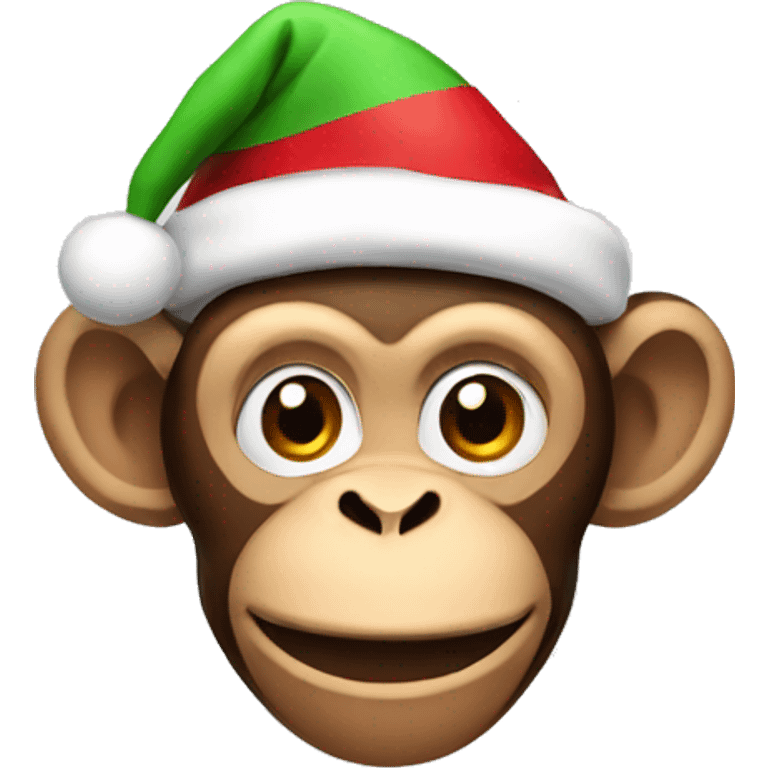 Monkey in Christmas hat emoji