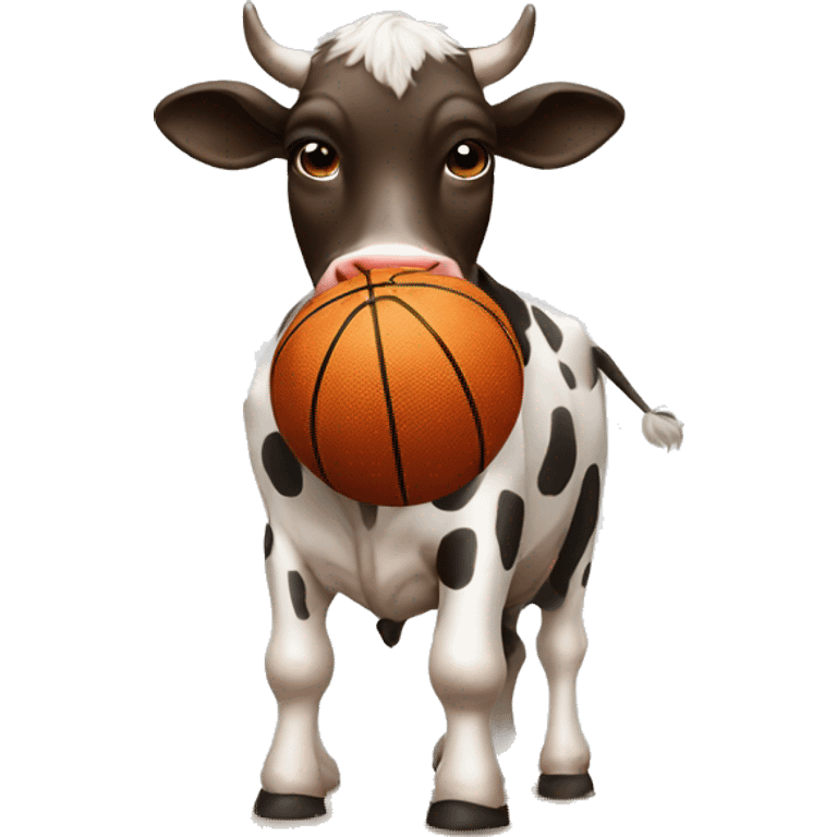 Cow with a basketball emoji