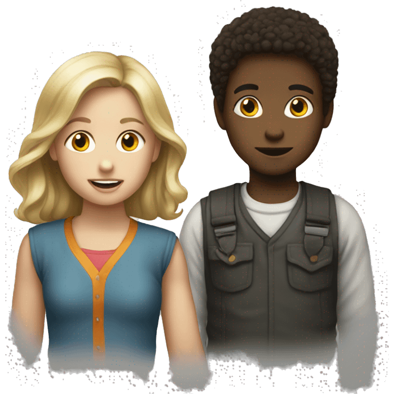 a conversation between two children (white skin) emoji