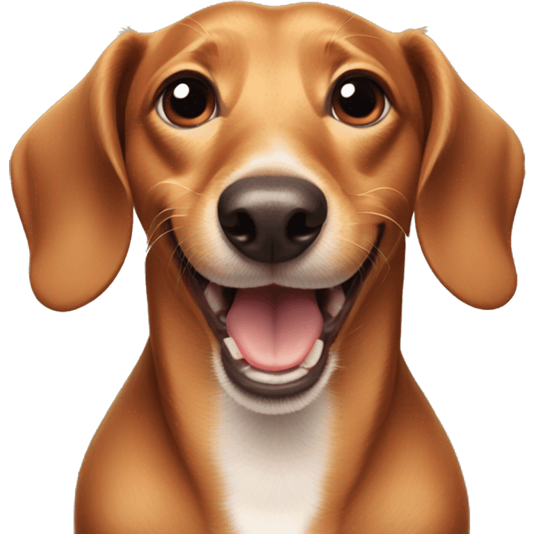 Grinning dachshund with visible front teeth emoji