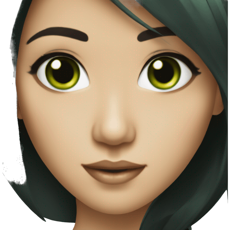  Glamourous Asian dark hair and green eyes emoji