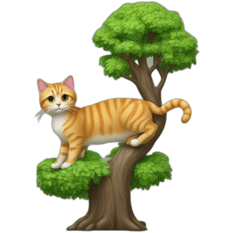 Arbre enneigé avec deux chats dessus emoji