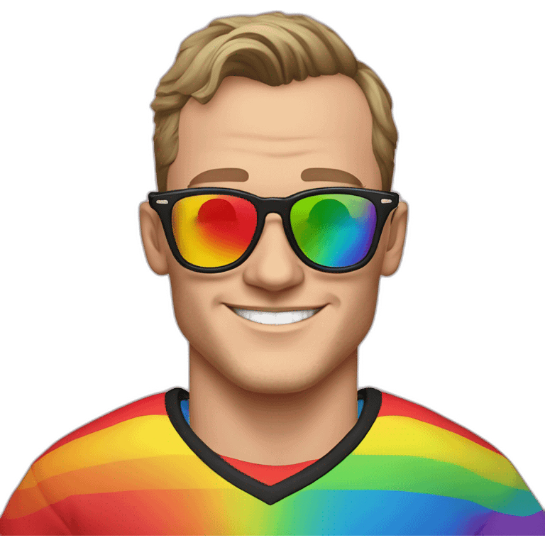 Jonathan Toews wearing glasses and rainbow clothes emoji