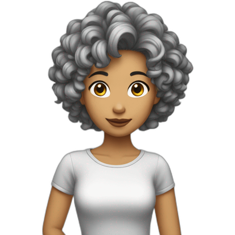 Chica pelo rizado corto y gris claro emoji