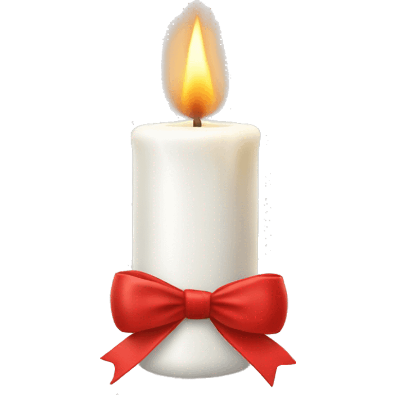 white candle with a red bow emoji