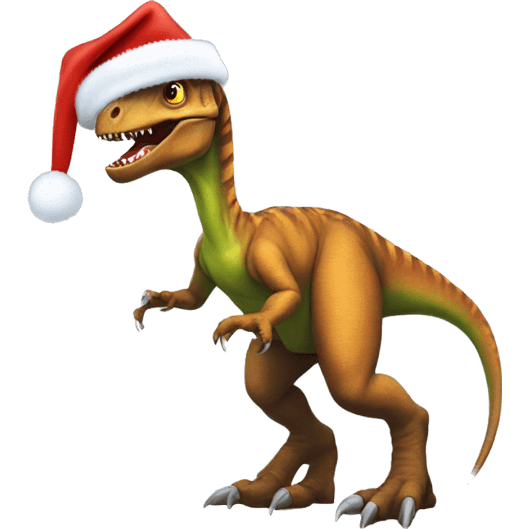 Dinosaur christmas hat glass snowflakes emoji