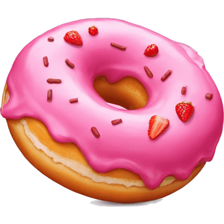 pink donut with a strawberry on top emoji