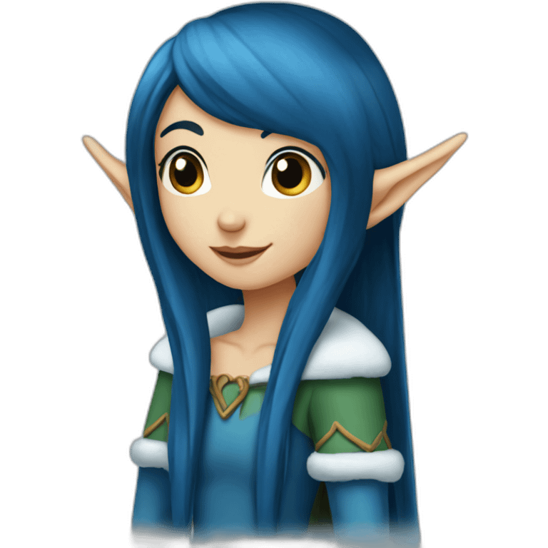 Long-dark-blue-hair-elf-girl-winter emoji