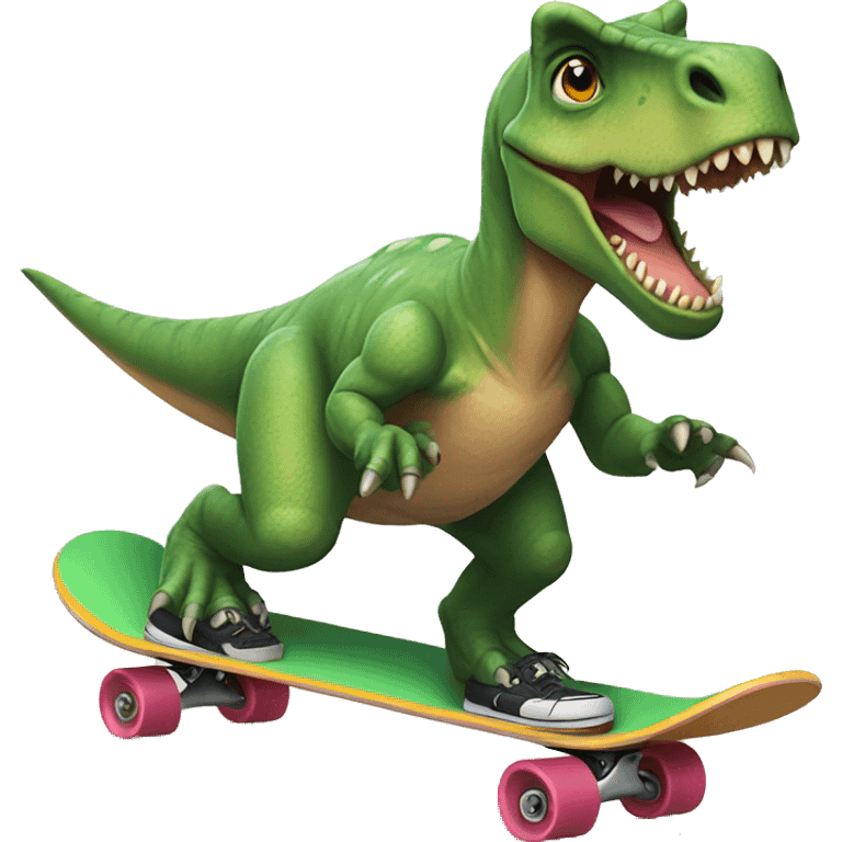 dinosaur riding a skateboard emoji