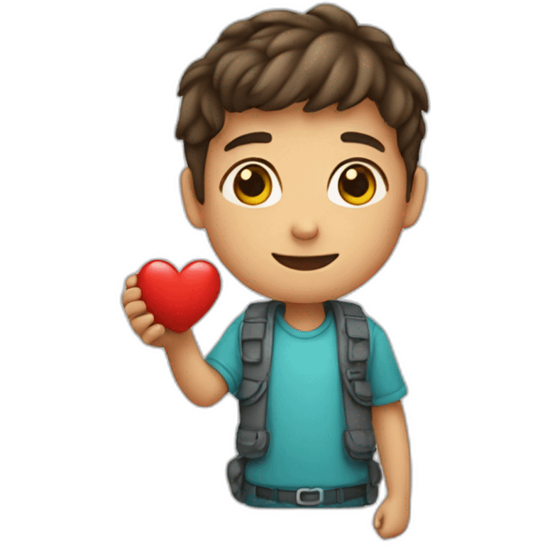 Heart in hand in boy emoji