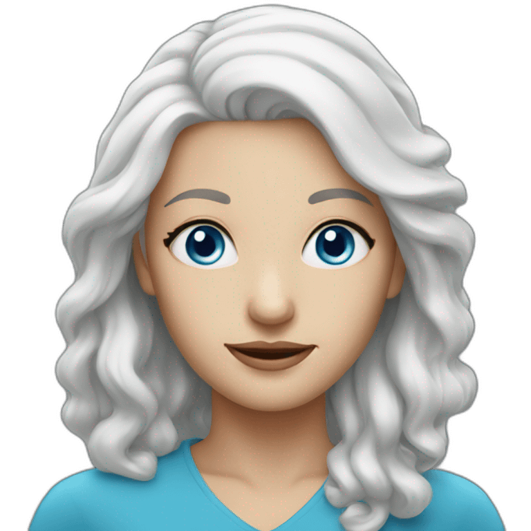 white hair woman with blue eyes emoji