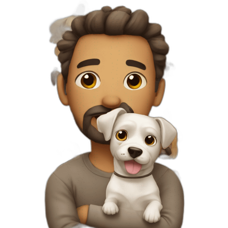 ugly man with cute dog emoji