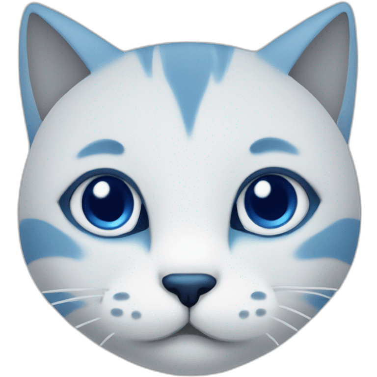 Blue simplistic sketch of a cute cat face emoji