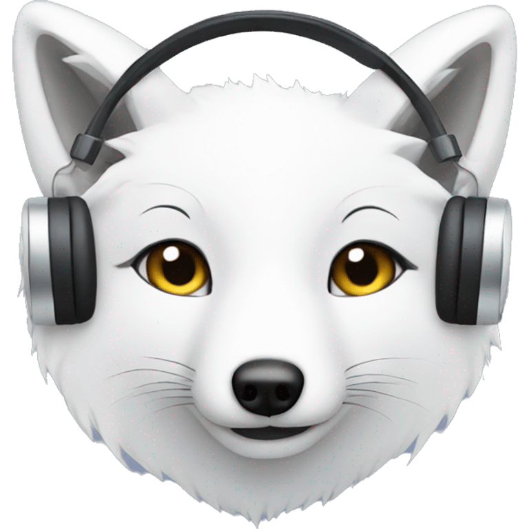 arctic fox wearing headphones  emoji