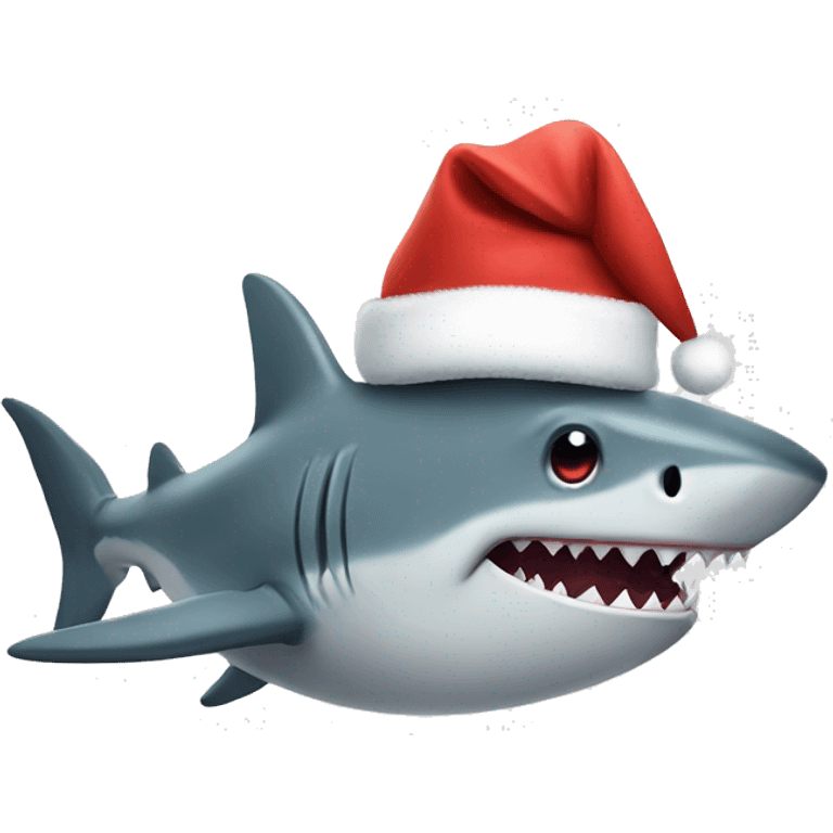 Cute Shark with Santa hat emoji