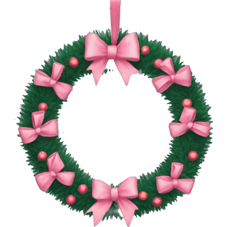 wreath with pink bows and lights christmas mood emoji