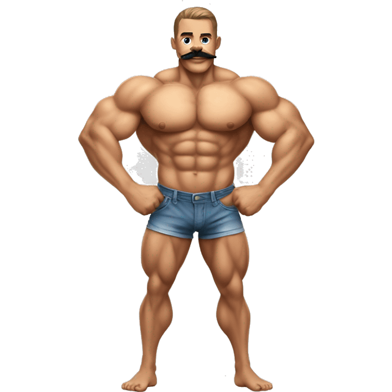 Muscular gay bodybuilder with mustache bikini realistic emoji