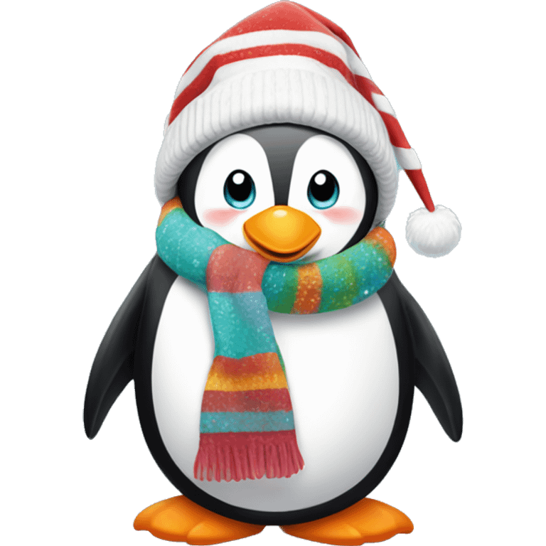 Cute rare christmas Pinguin with Winter Accessoires  emoji