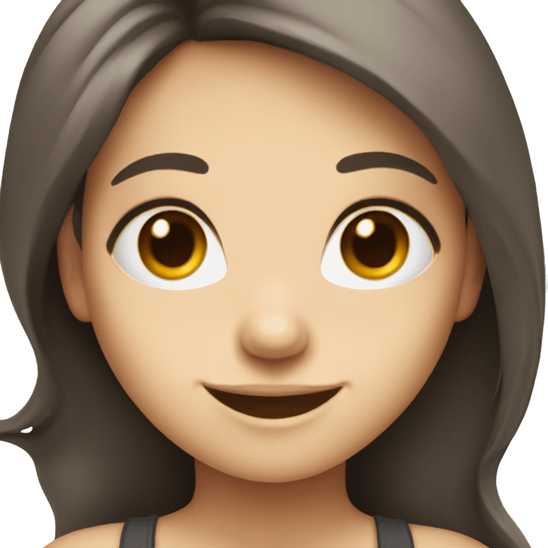 white Skin smiling girl with dark brown Long  hair  emoji