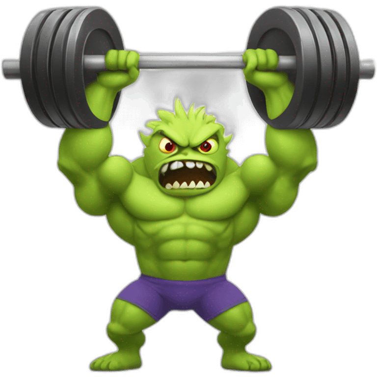 scary monster with big muscles lifting weights emoji