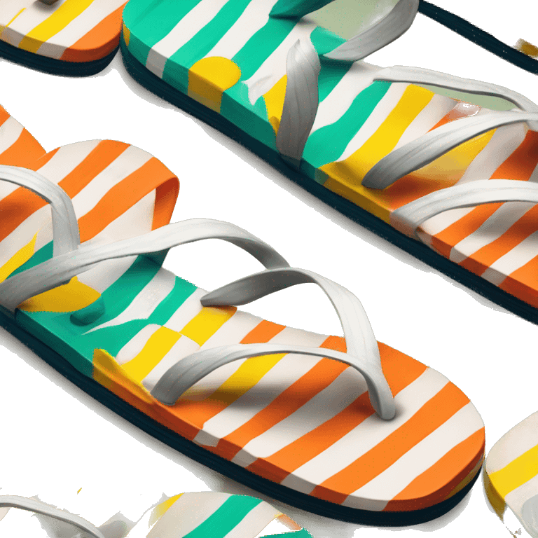 Realistic stripe pair of summer flip flops isolated. emoji