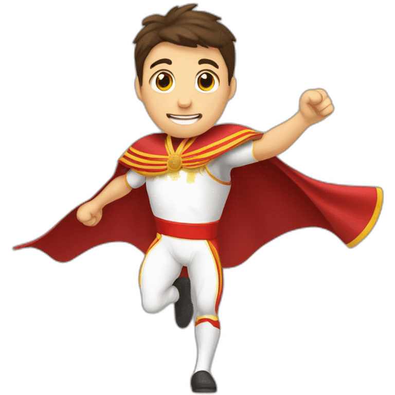 a runner athlete. with the posture of open arms greeting the public. in one arm he carries a bullfighter's cape emoji