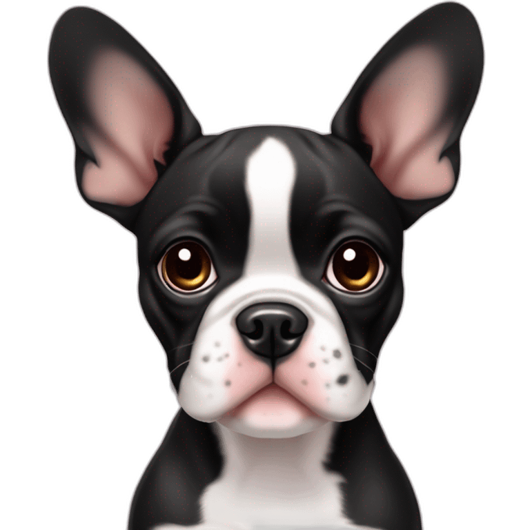 cute girl boston terrier french bulldog mix puppy with cropped ears emoji