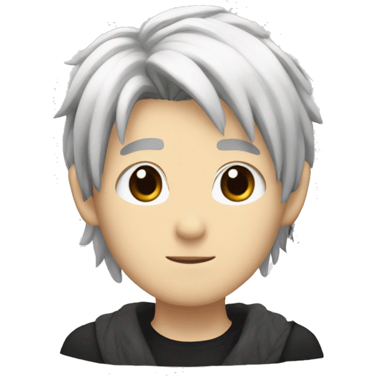 white skin color japanese man with black anime hair, make it from shoulders and create only one emoji emoji