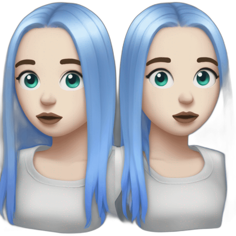 Billie eilish chanteuse cheveux bleus yeux bleus emoji