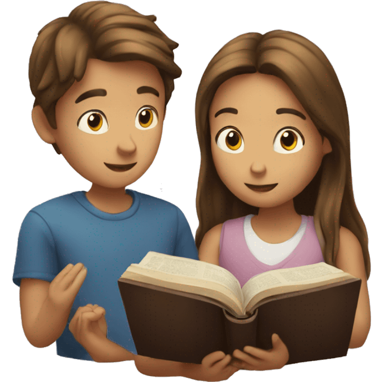 Boy and girl reading the Bible  emoji