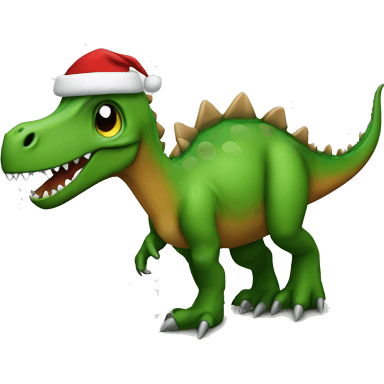 Dinosaur with christmas emoji