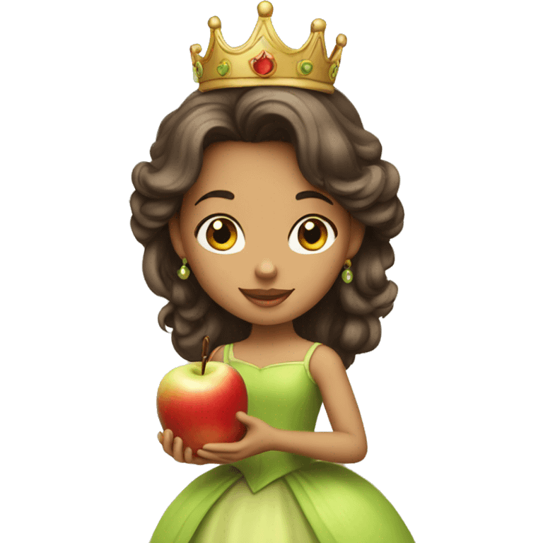 a princess with an apple emoji