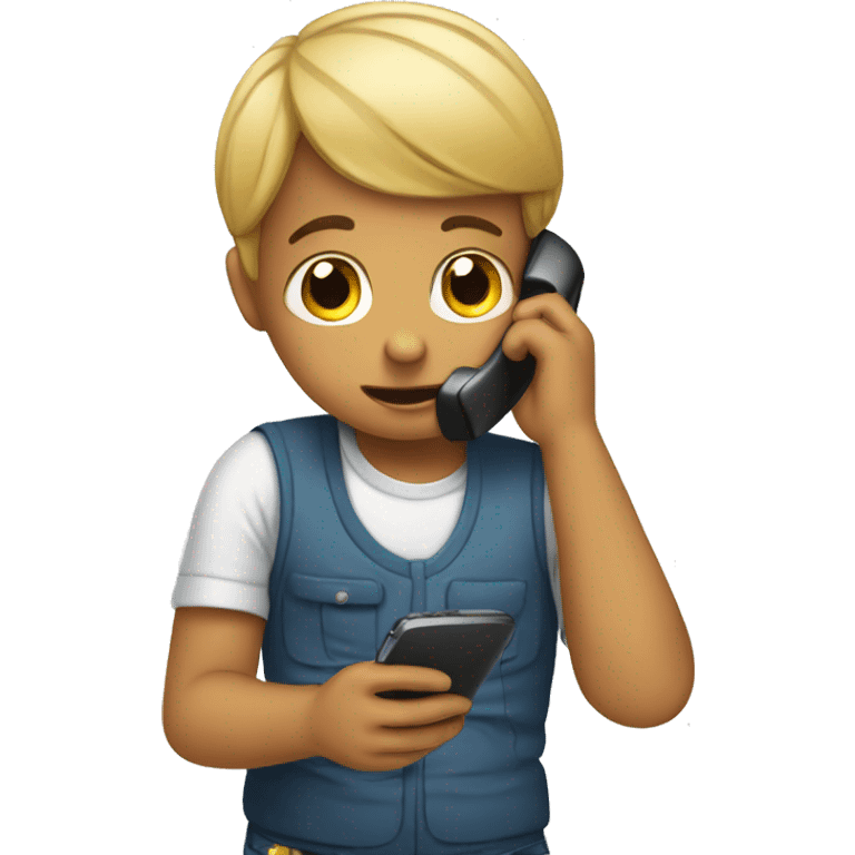 A child very busy on phone  emoji