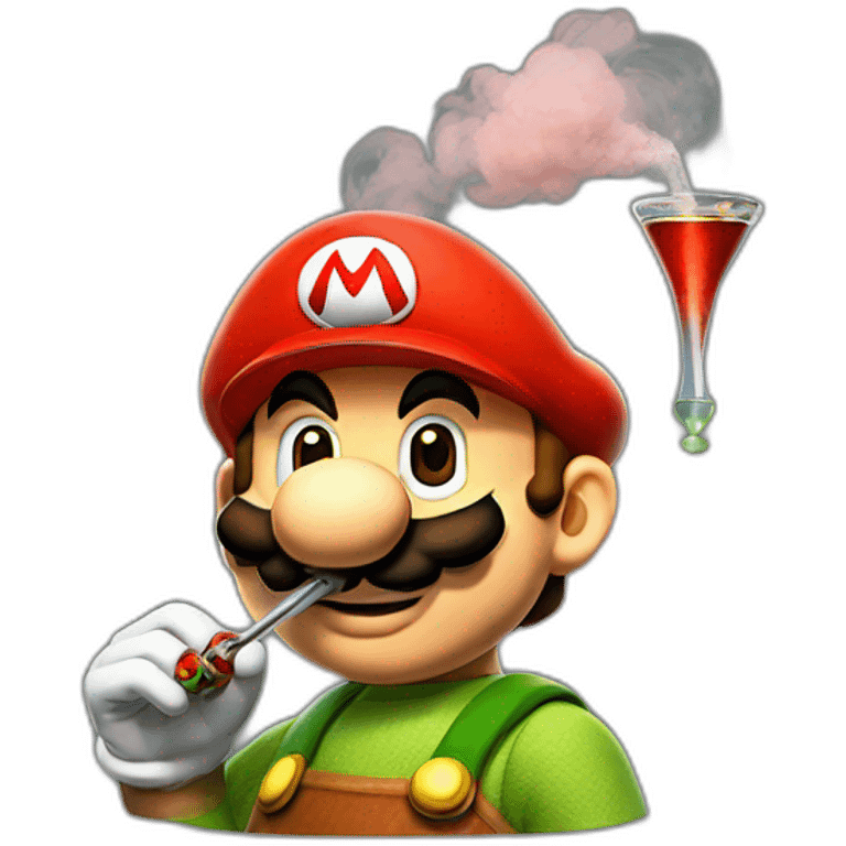 super mario with a shisha emoji